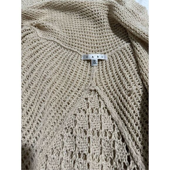 Cabi knit open drape front Beige sweater M - Picture 3 of 5